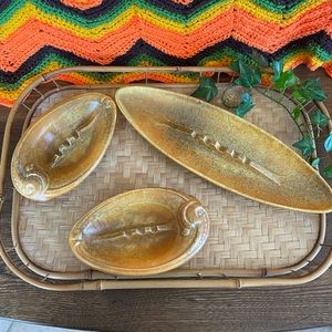 Royal Haeger Ashtray Trio Pottery  Set Vintage MCM Retro